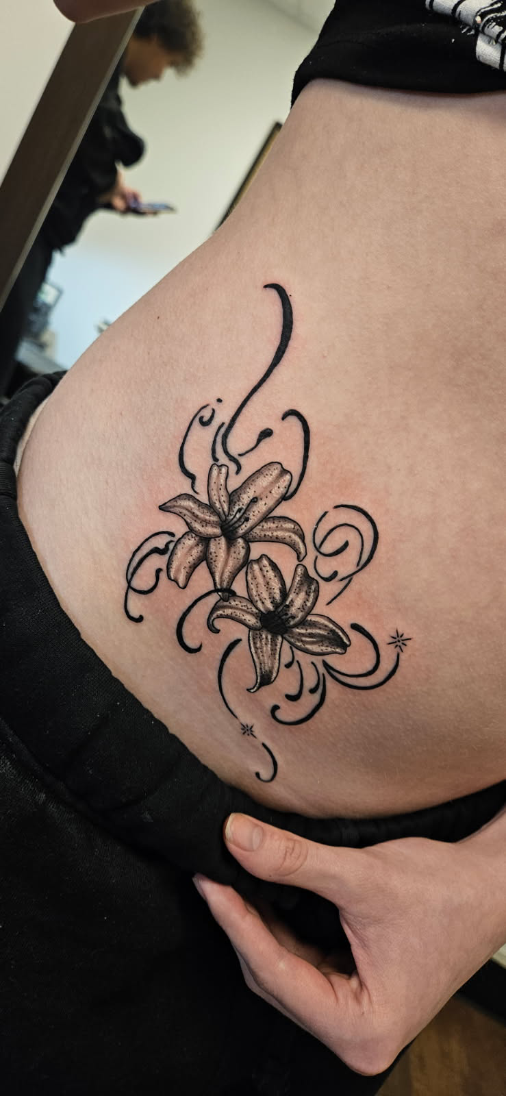 black-and-grey-lilies-filigree-tattoo-buford-ga